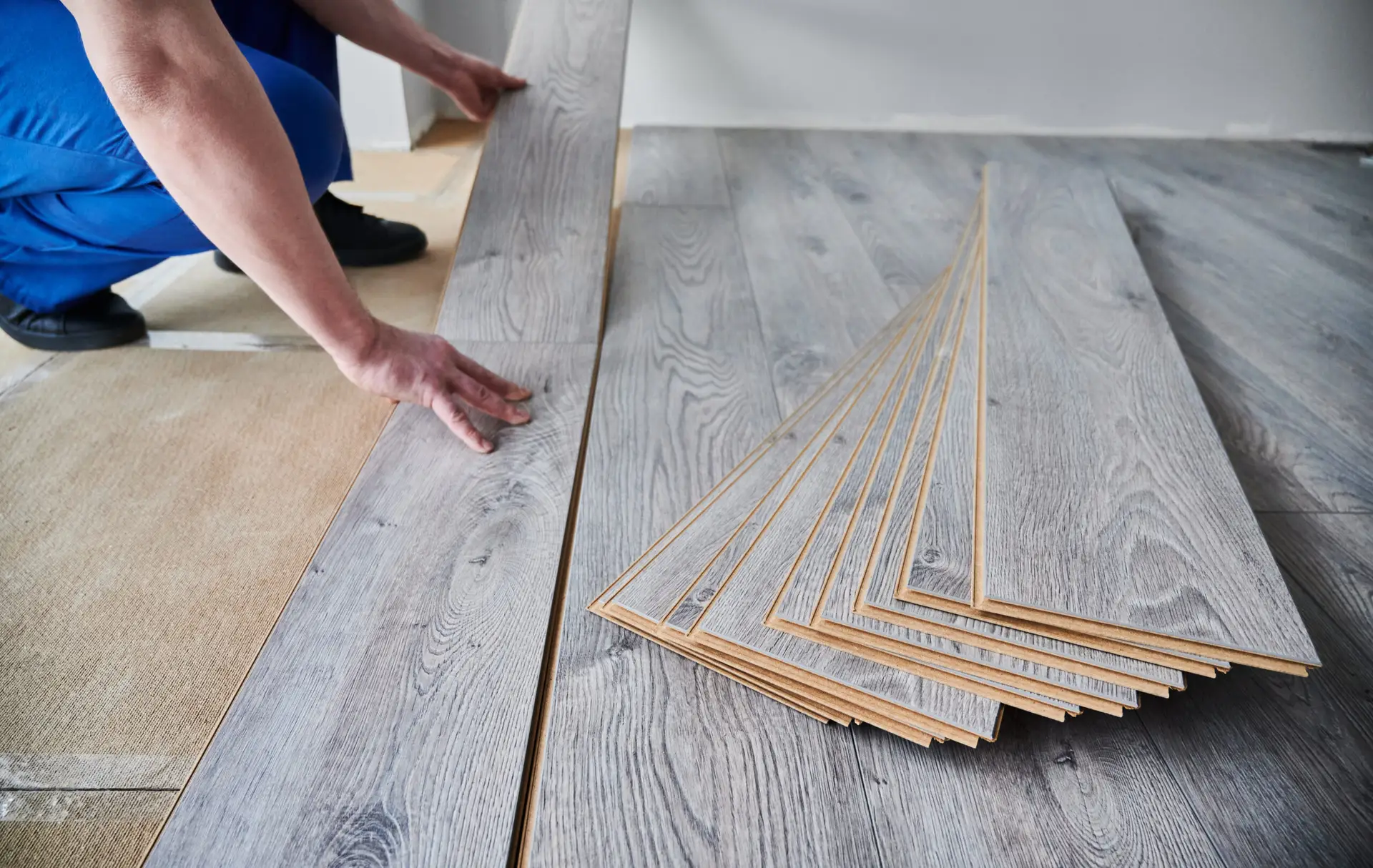 New flooring being installed in a home