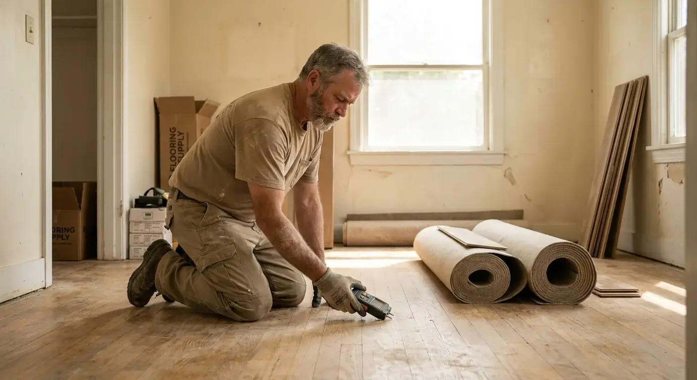 flooring installation New London County CT on a job site for local service businesses