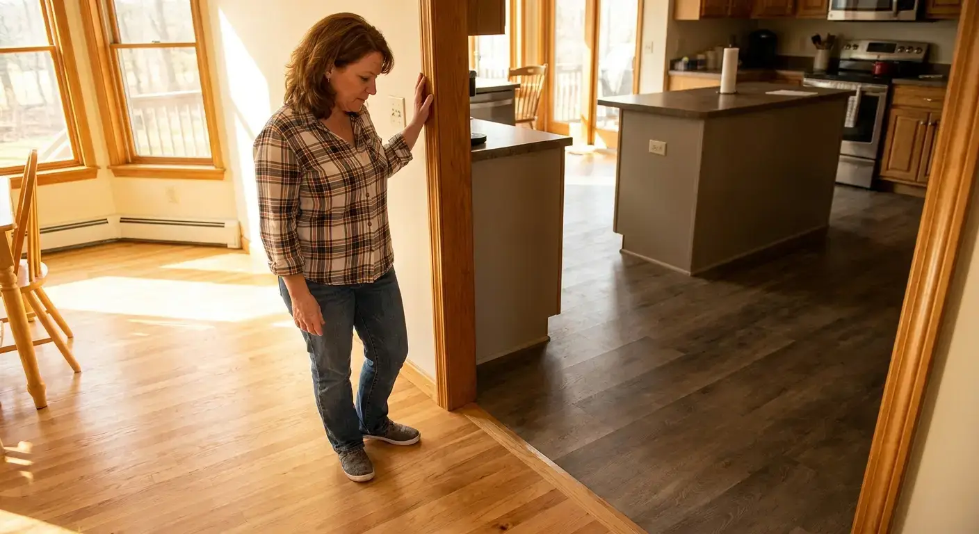 hardwood vs LVP flooring Connecticut on a job site for local service businesses