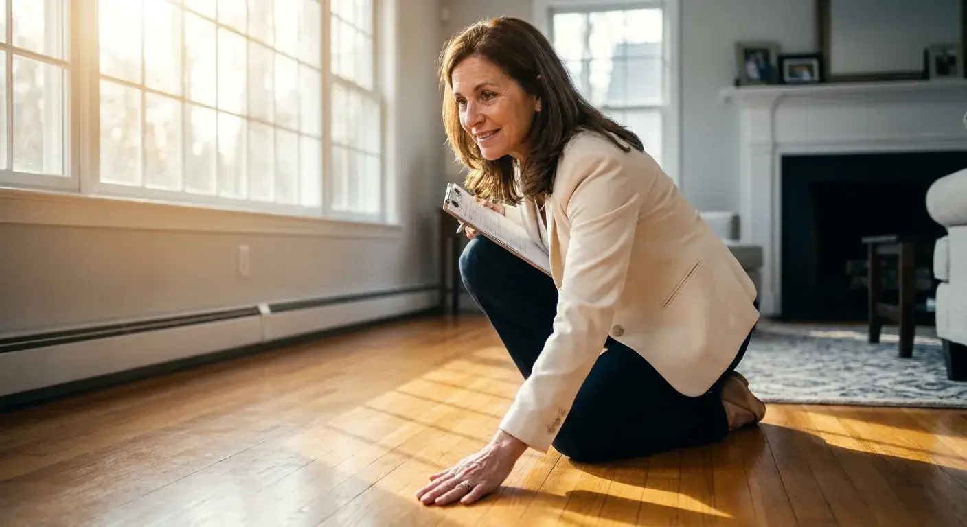 Hardwood floors in a modern Connecticut home showing natural wood grain and finish.
